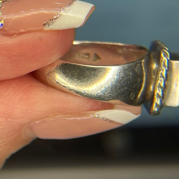 Retired Silpada Elizabeth  Silver Rope Framed Princess Cut CZ - Picture 3 of 5